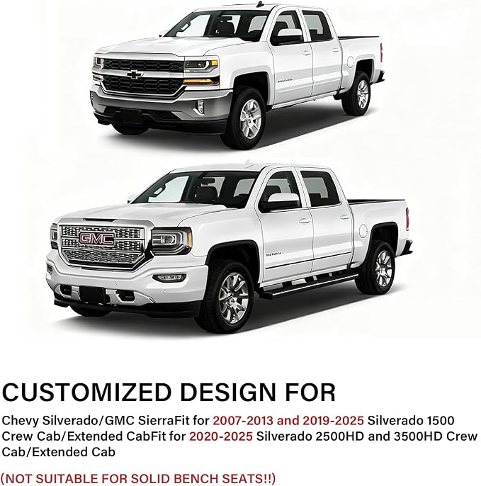 Coverado Chevy Silverado Seat Covers, Leather Car Seat Covers Custom Fit for Chevy Silverado GMC Sierra 2014-2018 1500, 2015-2019 2500HD 3500HD (Full Set, Brown)