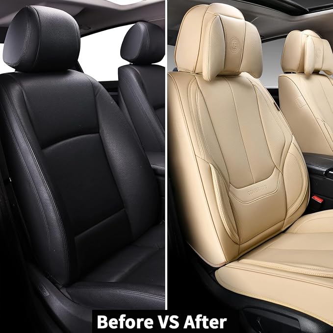 Coverado Car Seat Covers, Seat Covers for Cars, Waterproof Leather Auto Seat Protectors, Leather Car Seat Cushion, Car Interiors Accessories Universal Fit for Most Cars