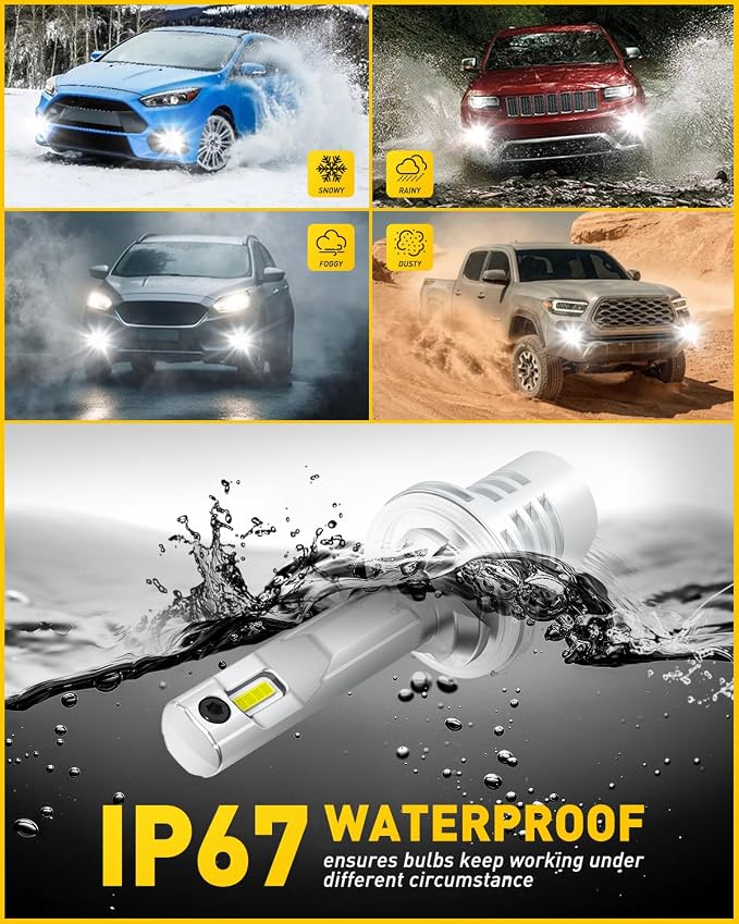 AUXITO 880 Fog Light Bulb, 16,000LM 500% Super Brighter, Real 1:1 Mini Size 899 Fog Lights, 6500K White, No Adapter Required, Non-Polarity, No Fan, Plug and Play, 893 LED Light Kit 2PCS