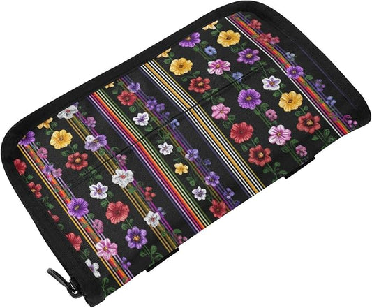 Mexican Purple Flower Stripe Car Tissue Holder Durable Napkin Holder Hanging Tissue Holders Case Car Tissues Bag for Sun Visor Seat Back Universal Auto