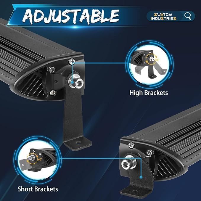 2 Pack Light Bar Mounting Brackets, SWATOW INDUSTRIES Universal LED Light Bar Mounts for Single Row Straight/Curved Lights Bracket Side-Mounted L-Shape for Truck Pickup Wrangler ATV UTV