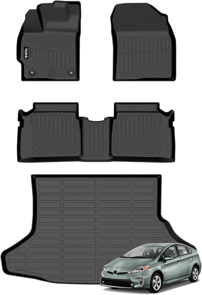 Wailtnb-Mats for Toyota Prius 2012-2015 (Not Fit Plug-in,V or C Models) Floor Mat Cargo Liner All Weather Floor Liner Car Mat for Toyota Prius Custom Fit Automotive Full Set Accessories