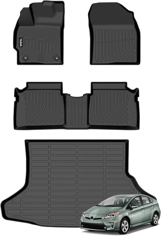 Wailtnb-Mats for Toyota Prius 2012-2015 (Not Fit Plug-in,V or C Models) Floor Mat Cargo Liner All Weather Floor Liner Car Mat for Toyota Prius Custom Fit Automotive Full Set Accessories