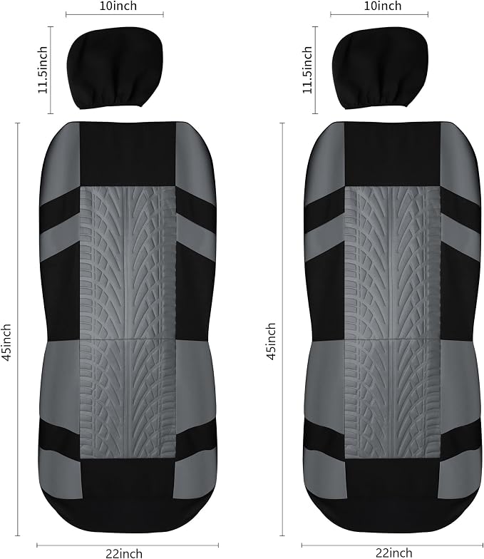 Pariitadin Car Seat Covers Front Pair, Washable and Breathable Seat Covers for Cars, Universal Fit Car Interior Covers for Most Sedan Truck SUV, Black/Gray