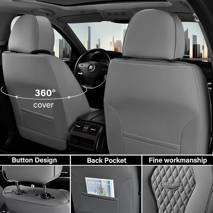Coverado Automotive Seat Covers, Car Seat Covers 2 Seats, Gray Car Seat Cover, Driver Seat Covers, Front Car Seat Covers Car Seat Protector Universal Fit Most Cars