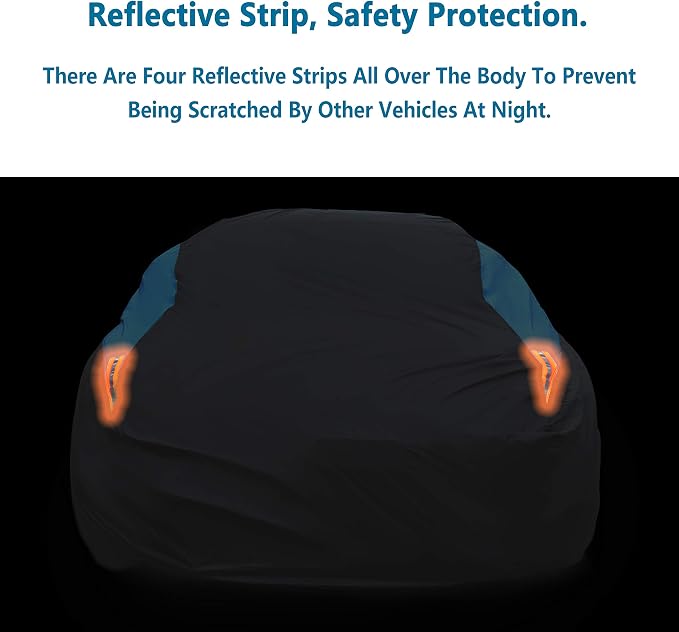 MORNYRAY Waterproof Car Cover All Weather Snowproof UV Protection Windproof Outdoor Full car Cover, Universal Fit for Sedan (Blue, A1-Fit Sedan Length(154-163 inch)