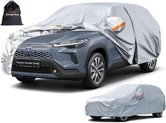 Kayme 6 Layers SUV Car Cover Custom Fit for Toyota Corolla Cross (2020-2026), Waterproof All Weather for Automobiles,Rain Sun UV Protection.Silver