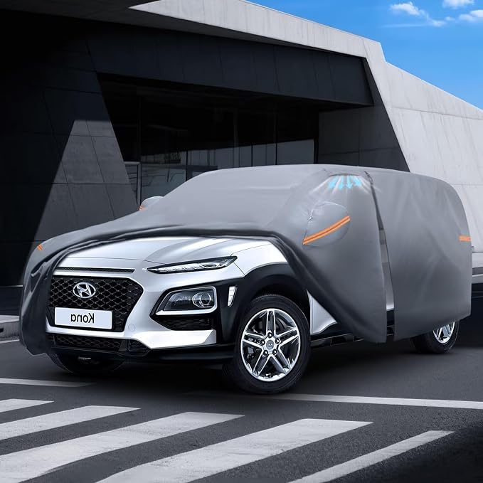 Waterproof Hyundai Kona(2017-2026) Car Cover with Breathable Vents, [Upgrade] Premium Covers with Cotton Liner and Zipper Door, Sun Rain Snow Dust Uv Protection.(Gift with Towel)