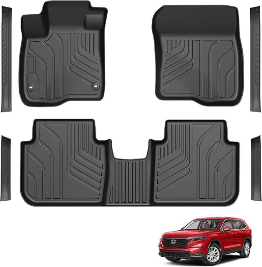 Floor Mats for 2023-2025 2026 Honda CRV (Include Gas and Hybrid), TPE All Weather Durable Floor Liners with Door Sill Guards for Honda CRV SE LX EX EX-L Sport Sport-L Touring HEV Accessories