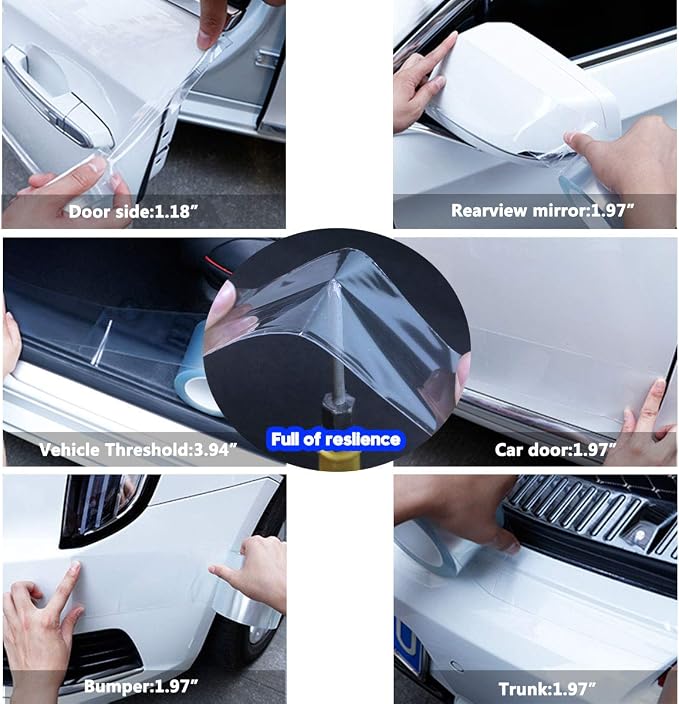 ToLanbbt Car Door Edge Guard Invisible Automotive Door Sill Guard Protectors Anti-Scratch Adhesive Tape Waterproof Strips for Car Door Edge Protection (33Ft x 1.97”, Transparent)