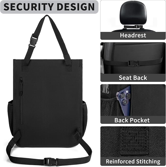 Car Front Seat Organizer Backseat Organizer with Dedicated Tablet Laptop Storage Adjustable Shoulder Strap Cup Holder Truck Seat Storage Universal Fits for Most of Car