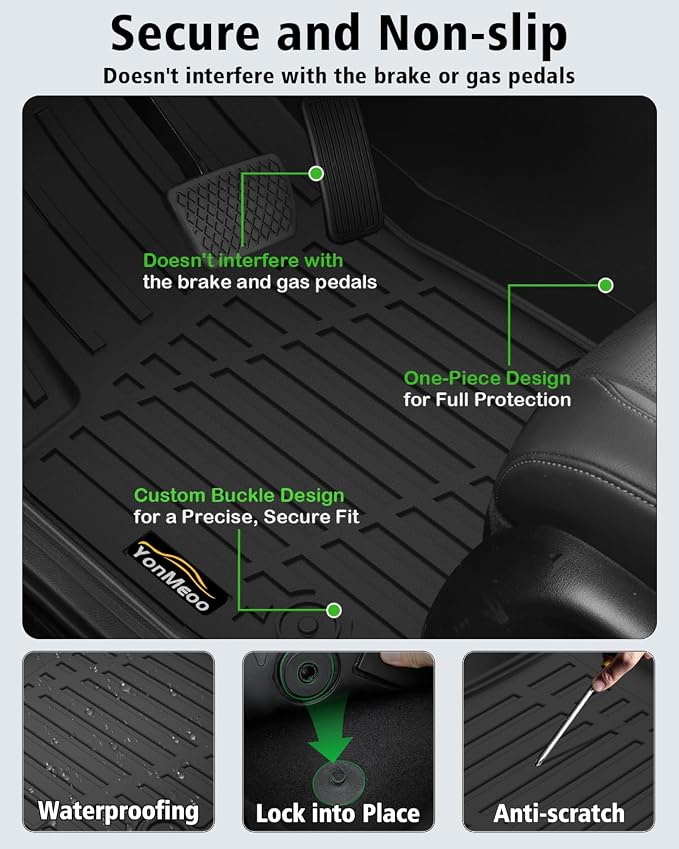 Floor Mats Custom for GMC Terrain 2018-2024 | All Weather TPE Rubber Floor Liners, Cargo Liner, Backrest Mat & Door Sill Protectors Full Set for Terrain Accessories, Black
