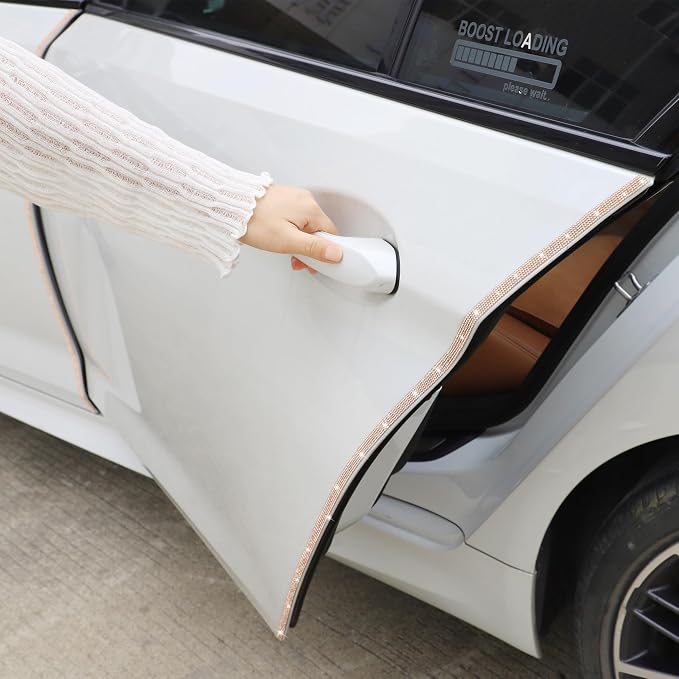 TOMALL Bling Car Door Guard Crash Bumper Crystal Anti-Scratch Strip Sticker Crystals Car Door Bumper Protector Accessory DIY for Interior and Exterior Decoration Styling Accessories (Champagne)