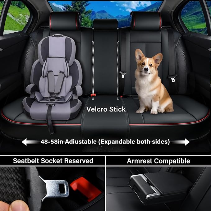 Coverado Car Seat Covers, Seat Covers for Cars, Waterproof Leather Auto Seat Protectors, Leather Car Seat Cushion, Car Interiors Accessories Universal Fit for Most Cars