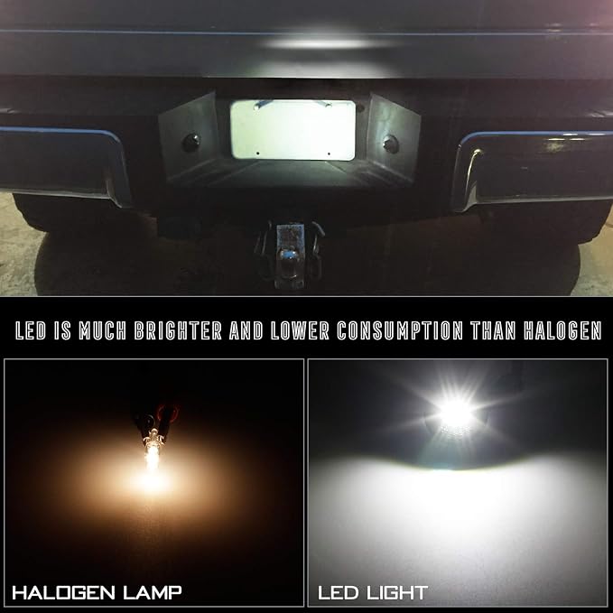 LED License Plate Lights Tag Light Lamp Assembly Compatible with Ford F150 F250 F350 Super Duty Ranger Explorer Bronco Excursion Expedition, 6500K Black, Pack of 2