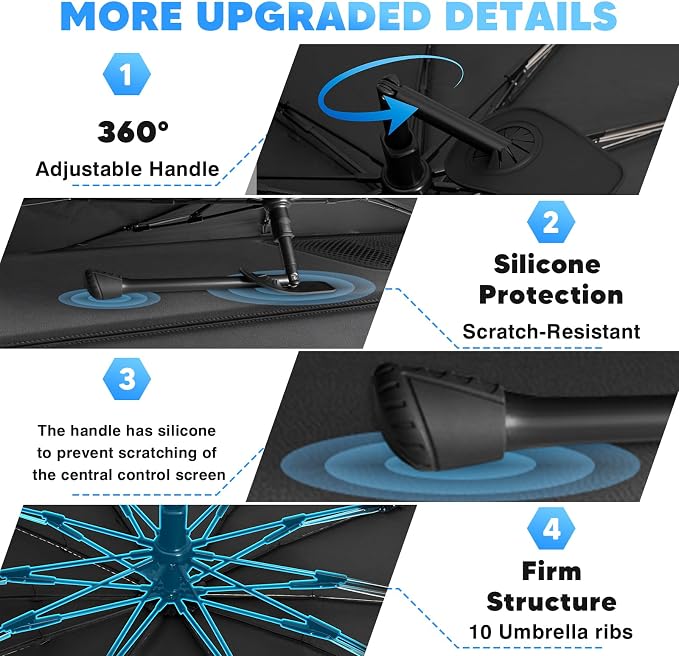 KUST Ice Crystal Sun Shade Umbrella for 2016-2025 2026 Honda Pilot | Custom Fit Windshield Sunshade | Foldable Sunshade with Bendable Handle | Blocks Heat & UV Scratch Resistant Keep Car Cool