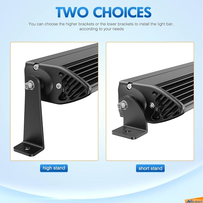 Nilight 2PCS Universal Side-Mounted Brackets Adjustable Compatible with Straight or Curved Led Light Bar, 2 Years Warranty,Black