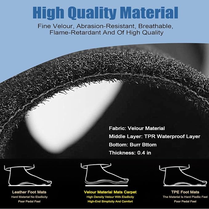 GXARTS Car Waterproof Floor Mats Carpet Full Set Fit for Toyota Tacoma 2018 2019 2020 2021 2022 2023 | All-Weather Protect,with Non-Slip Buckle | Black Velour Automobile Floor Liner Accessories