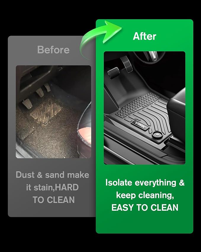 VIWIK Floor Mats for Hyundai Santa Fe Hybrid 2021-2023 - All Weather Protection, Custom Fit 1st & 2nd Row, TPE, Non-Slip, Easy to Clean, 3D Scanning Design, Waterproof, Durable, Odorless