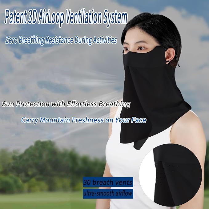UV Sun Protection Face Mask with Neck Coverage UPF 50+ Face Shield Breathable Design for Summer Outdoor Activities