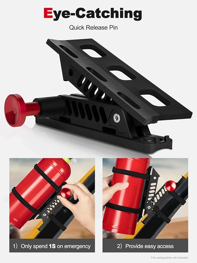 Nilkatss Quick Release Fire Extinguisher Mount for Roll Bar & Vehicle Cage | 6 Pcs Adjustable Rubber Horse Clamps, Easy Install on Vehicle Fire Extinguisher Holder Mounting Bracket for Jeep&UTV Off-Road