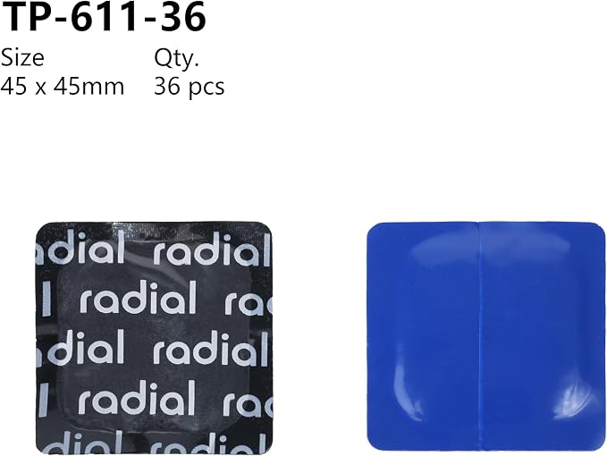 Radial Tire Patch, 1.77" x 1.77" (45x45mm) 36 pcs, Extra Large Heavy Duty Round Patches, Repair Kit for Truck, Car, Tractor Inner Tires, Black with Blue Poly Backing