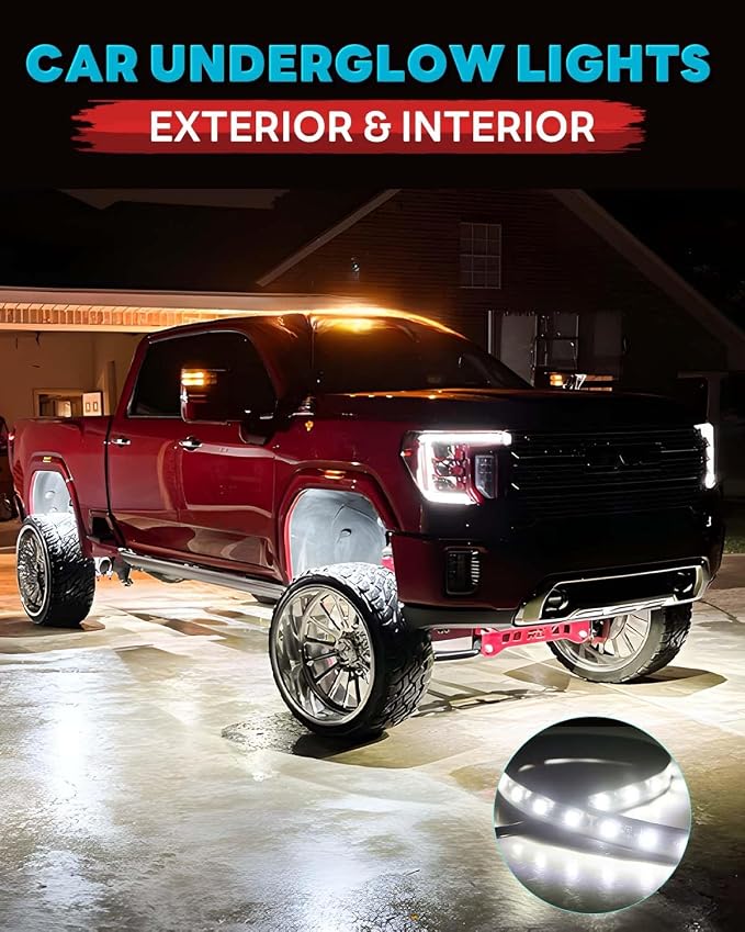 12V Led Light Strip 12.7" Waterproof White Led Light Strips for Car Golf Cart Motorcycles Truck Boat Strip Lights,Pack of 4