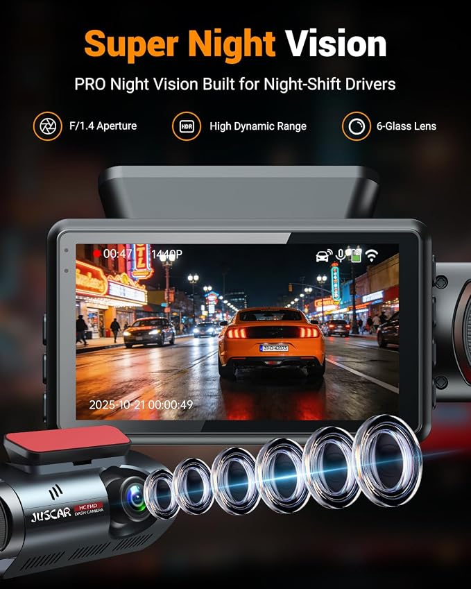 4K Dual Dash Cam with WiFi GPS, Voice Control, 4K+1080P Front and Inside Car Camera, UHD Night Vision, Dash Camera for Cars with 3" IPS Touch Screen, 24H Parking Mode, G-Sensor, 32GB Card