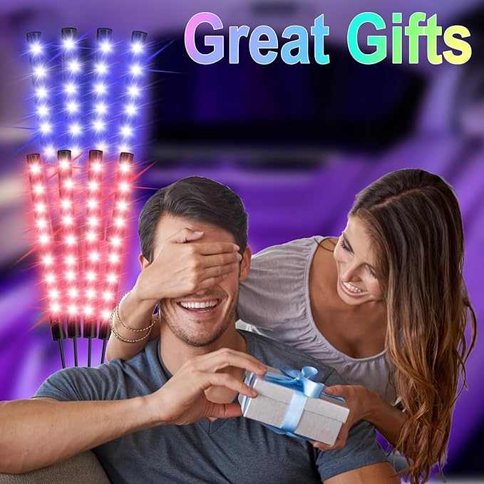 BFXM Car Interior Lights, 5V LED Strip Lights with USB Adapter, Ambient Lighting Car Accessories, App & Remote Control Music Sync Color Change Lights for Truck Car Decor- 2 Set
