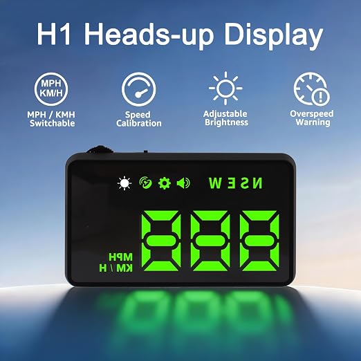 Heads up Display for Cars,Car HUD,Head up Display for Car,Car Speedometer Display,Automatic Brightness Adjustment,Speeding Alert,USB Cable Plug & Play