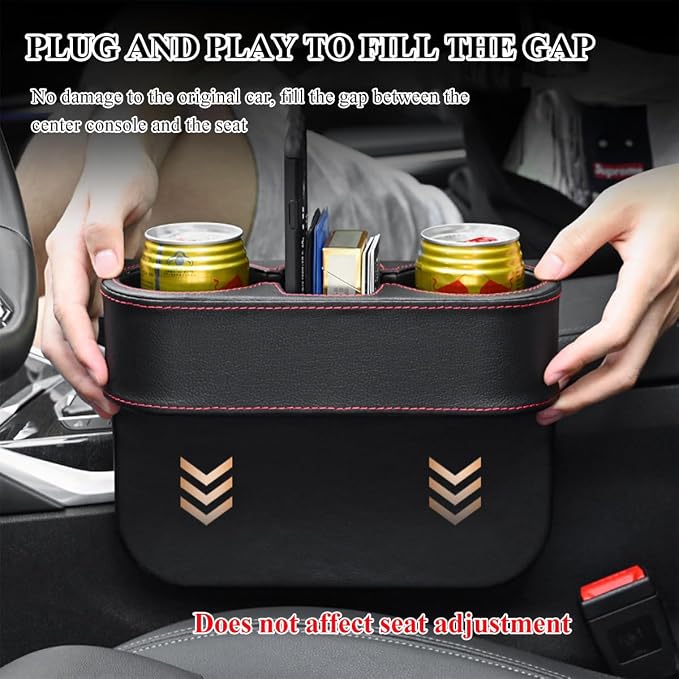 DXNQ Car Cup Holder Gap Filler Organizer, Multifunctional Auto Front Console Gap Filler with Cup Holder, Leather Extra Cup Holder Storage Box for Car Truck SUV, Car Accessories (Carbon Fiber)