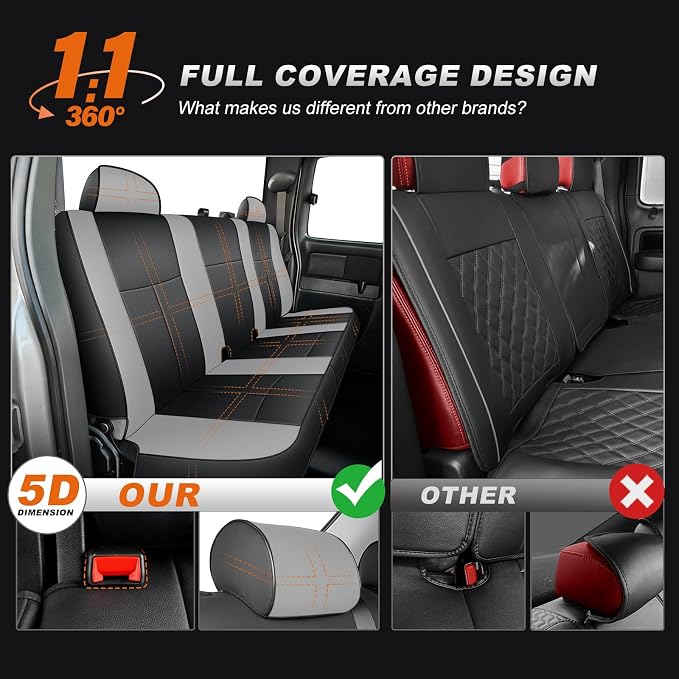 AOMSAZTO Car Seat Cover for Chevy Silverado/GMC Sierra 1500 (1999-2006) - Black/Light Gray Full Set Seat Covers