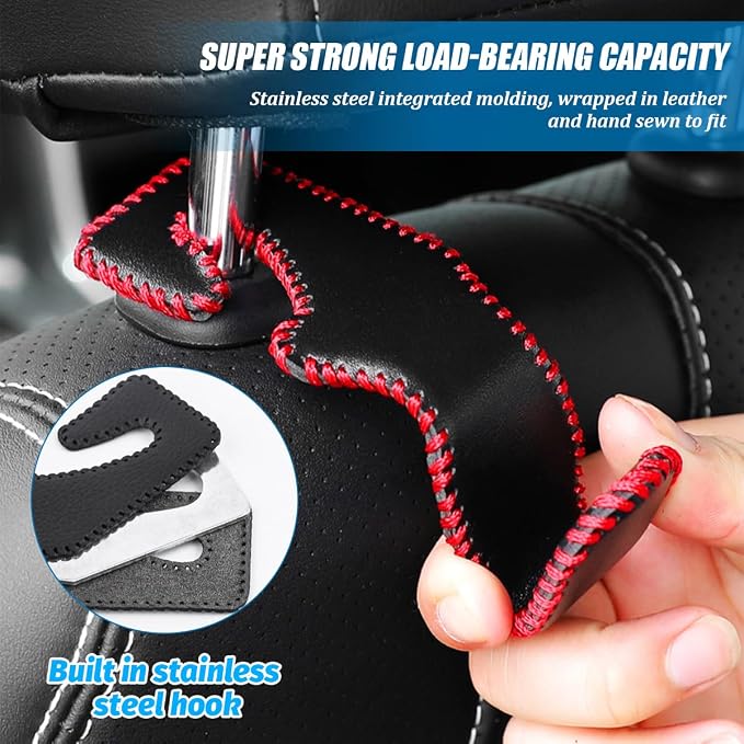 Car Seat Headrest Hook, 2PCS Vehicle Back Seat Hanger Holder Hook, Automotive Interior Headrest Storage Organizer for Handbag Purse Coat, Universal for SUV RV Pickup (Black)