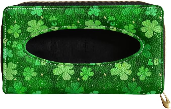 Four Leaves Print Car Sun Visor Napkin Holder U Leather Backseat Visor Tissue Holder Visor Backseat Tissue Case Accessories