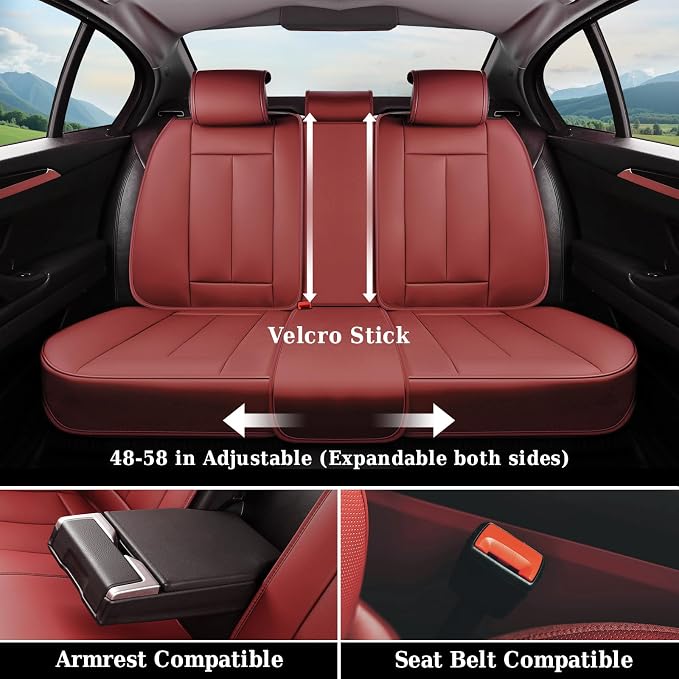 Coverado Car Seat Covers, Seat Covers for Cars, Waterproof Leather Auto Seat Protectors, Leather Car Seat Cushion, Car Interiors Accessories Universal Fit for Most Cars