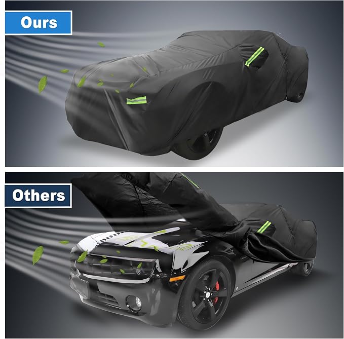 ACROPIX Car Cover Waterproof All Weather Full Exterior Cover Rain Hail Sun Protector Car Cover Black Fit for Chevrolet Camaro 2010-2022 with Door Zipper - Pack of 1