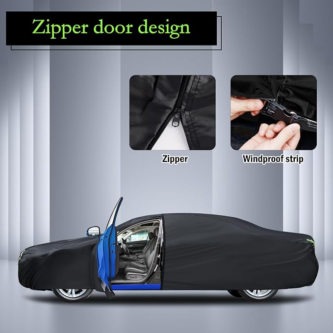 Car Cover Custom Fit for Dodge Charger 2006-2026, Waterproof All Weather Full Exterior Cover Rain Sun Hail Protector Car Cover with Door Zipper