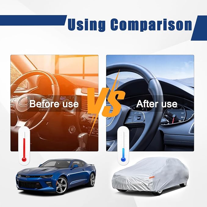 Kayme 6 Layers Car Cover Custom Fit for Chevrolet Chevy Camaro (2010-2025) Waterproof All Weather for Automobiles, Outdoor Full Cover Rain Sun UV Protection.Sliver