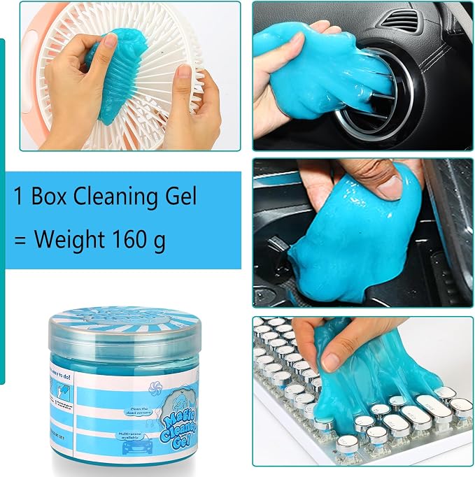 Luscinum Car Interior Duster Detailing Cleaning Gel Brushes Kit, | Soft Dust Detail Crevice Brush Slime Putty Cleaner Accessories Tools for Dashboard,Air Vent,Panel,Leather