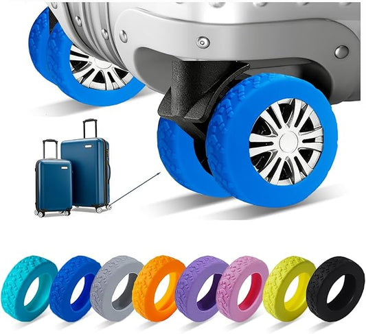 8 Pcs Luggage Wheel Covers, Anti-Noise, Fits 2-2.4" suitcase wheel, blue | suitcase wheel covers, Widened & Thickened Silicone, Anti-Noise & Scratch-Proof, Fits 2-2.4" Carry-On Luggage Wheels