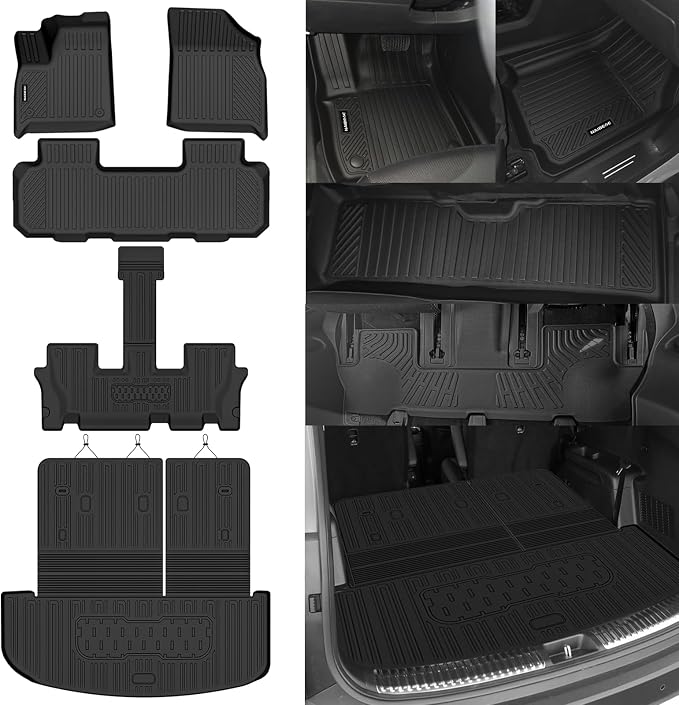 Naibeve Floor Mats for 2020-2025 Kia Telluride 7 Seats | All Weather Custom Fit Floor Mats, Cargo Mat, Backrest Mats Interior Protector accessories