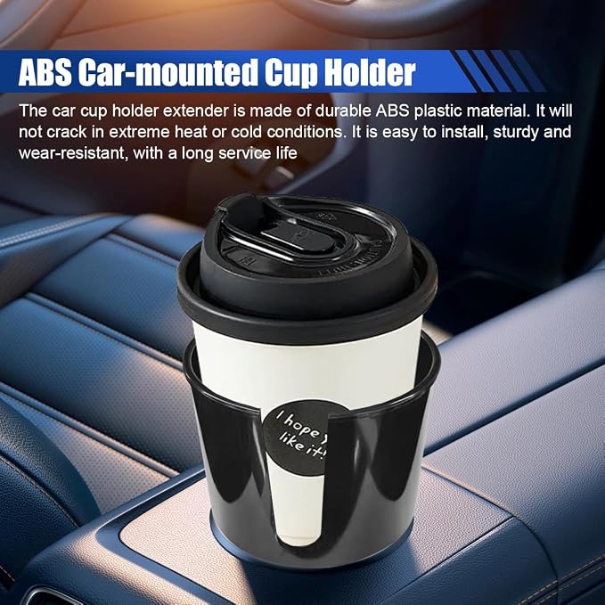 2-in-1 Car Cup Holder Extender, Automotive Drink Holder Adapter with Base, Multifunctional Vehicle Cup Holders Insert for Beverages, Snacks, Bottles, Phone Storage (2PCS)