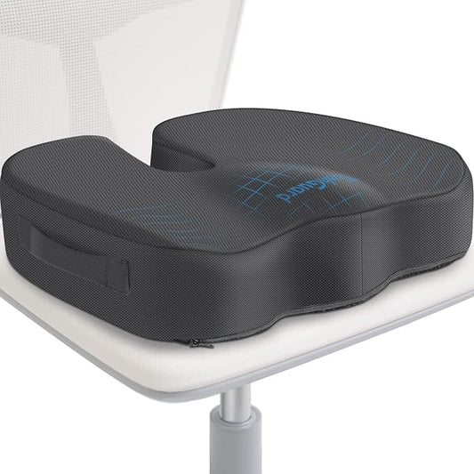 TushGuard Seat Cushion for Office Chair Memory Foam Non-Slip Cushion Back, Coccyx, Sciatica, Tailbone Pain Relief Butt Pillow for Office Chair, Car, Wheelchair, Grey, X-Large