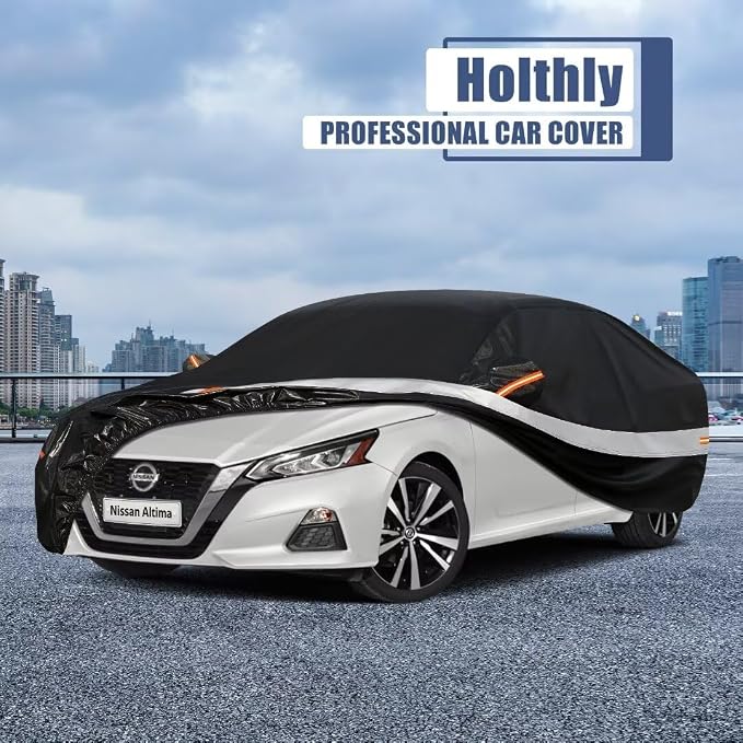10 Layers Car Cover Custom Fit for Nissan Altima (2002-2026) Waterproof All Weather for Automobiles, Outdoor Full Cover Sun UV Rain Protection.Black