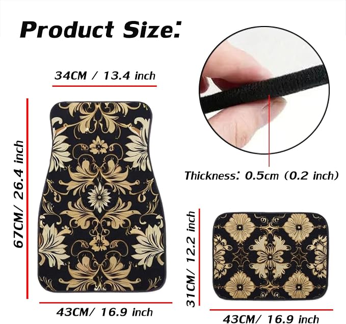 Car Floor Mats Non-Slip Automotive Floor Mats All-Weather Front Rear Car Floor Foot Mat Sets of 4 Pieces Foot Mats Rugs Carpet for Car Trucks SUV Sedans (TengWan 02)