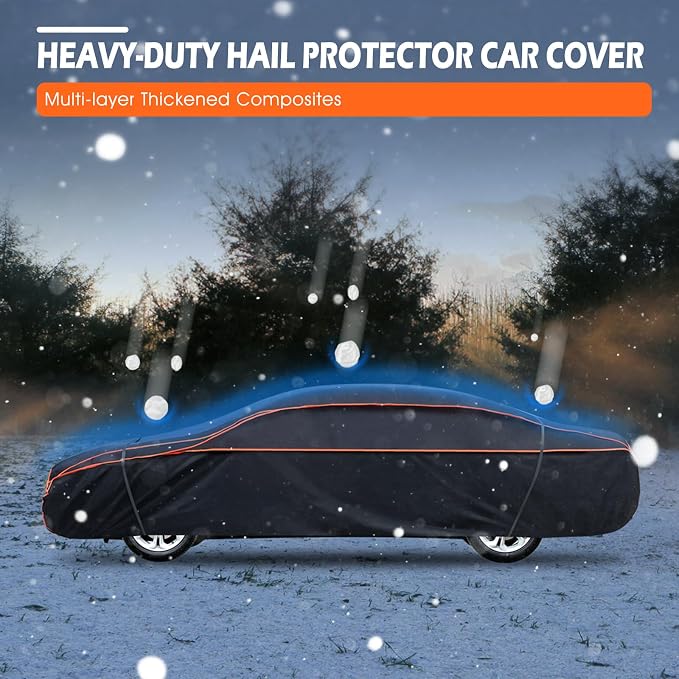 Hail Protector Car Cover, Thickened Multi-Layered EVA Car Hail Protector Size A1 Fit for Nissan Versa, Kia Rio, Hyundai Accent, Audi TT, Porsche 718, BMW Z4, etc (UP to 177 inch)