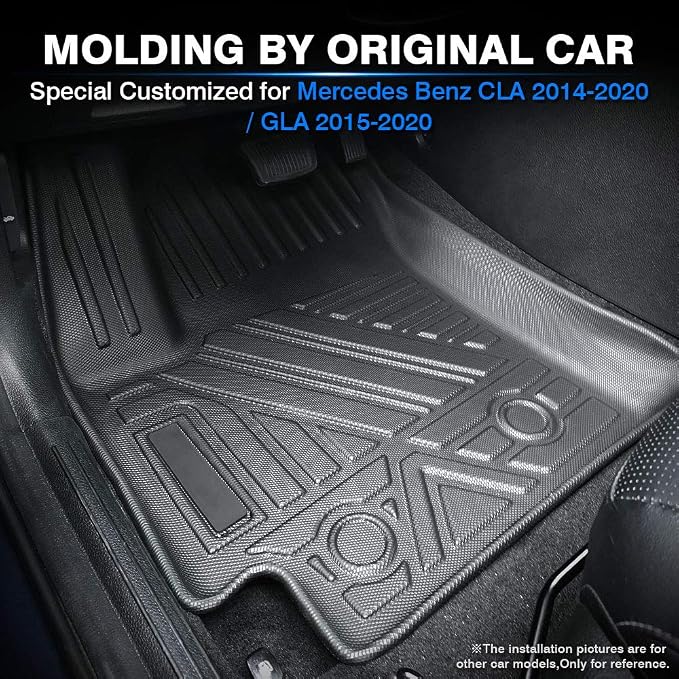 KUST Custom Fit Floor Mats for Mercedes Benz CLA 2014-2019/GLA 2015-2020 All Weather Floor Liners 1st & 2nd Row Carpet Liners Non-Slip Black
