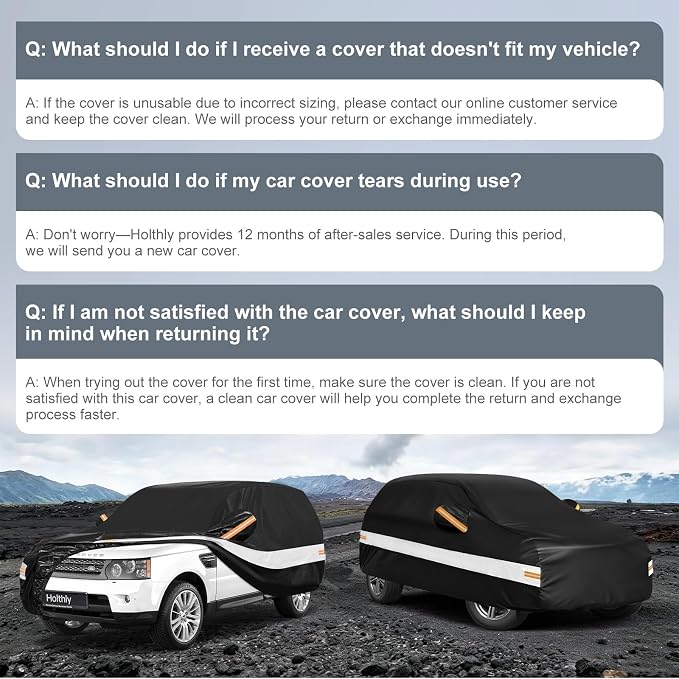 10 Layers SUV Car Cover Custom Fit for Land Rover Range Rover Sport (2005-2026), Waterproof All Weather for Automobiles, Outdoor Full Cover Sun Dust Rain Protection with Cotton. Black