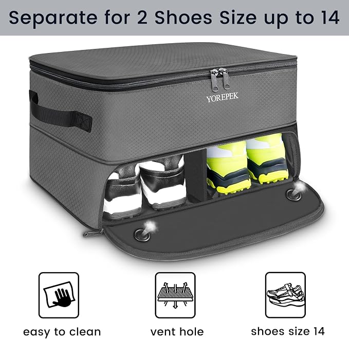 YOREPEK Golf Gifts for Men, 2 Layer Golf Trunk Organizer for 2 Pair Shoes | Waterproof Car Trunk Locker with Separate Ventilated Compartment for Balls, Tees, Clothes, Gloves, Birthday Gifts for Golfers