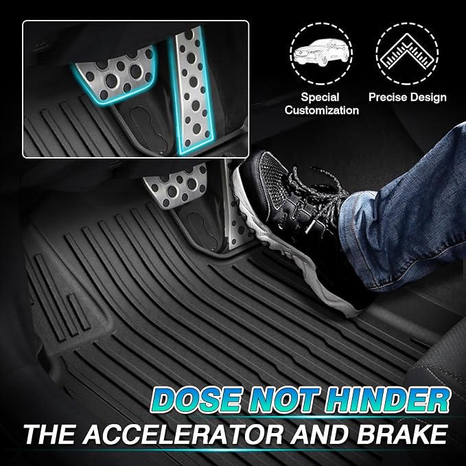 T TGBROS Floor Mats Custom Fit for 2015-2022 Ram ProMaster City Accessories All Weather Protection TPE Front Row Seat Floor Liners Set Non-Slip Black-2PCS